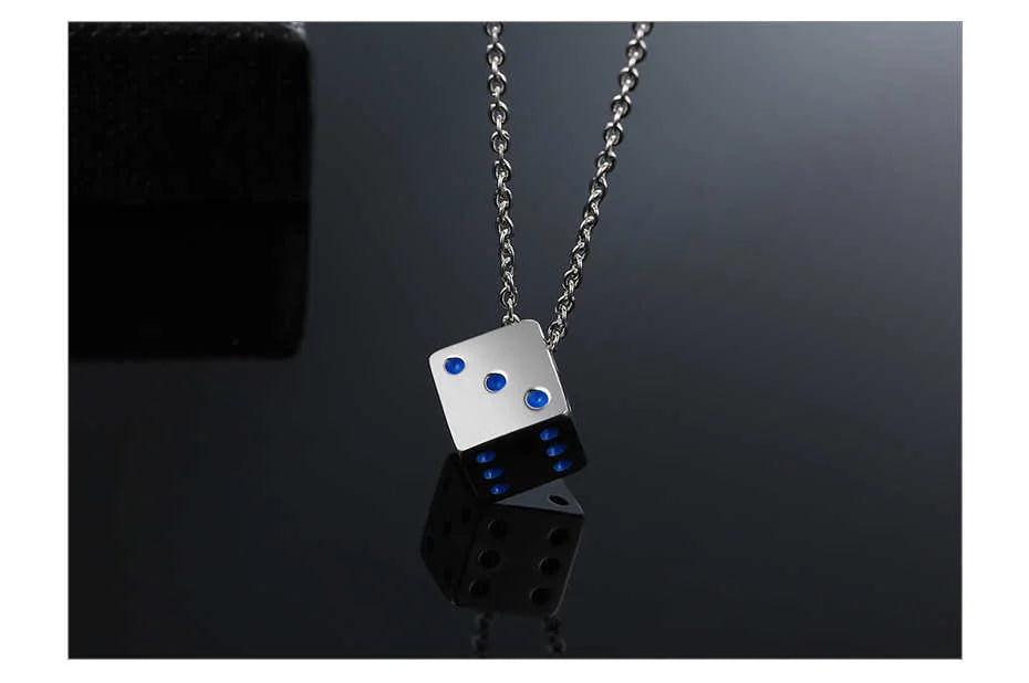 Vnox Dice Style Pendant With Stainless Steel Necklaces