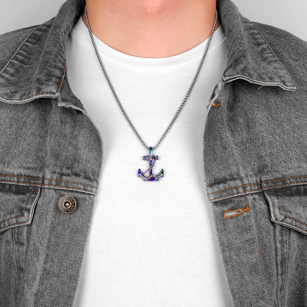 Metal Town Sea Anchor Pendants With Stainless Steel Chain necklace