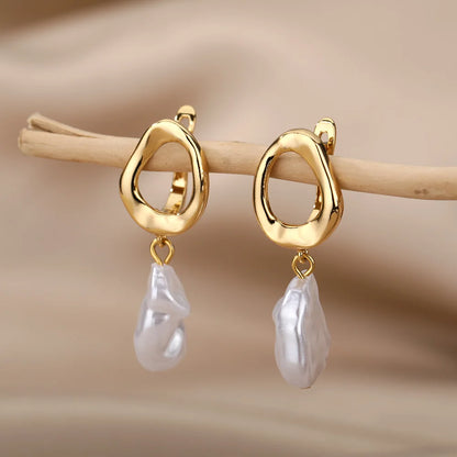 HPTOTMG Different Style Stainless Steel Pearl Earrings