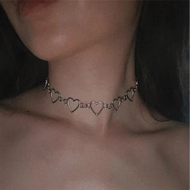 Korean Hollow Sweet Love Heart Choker Necklace