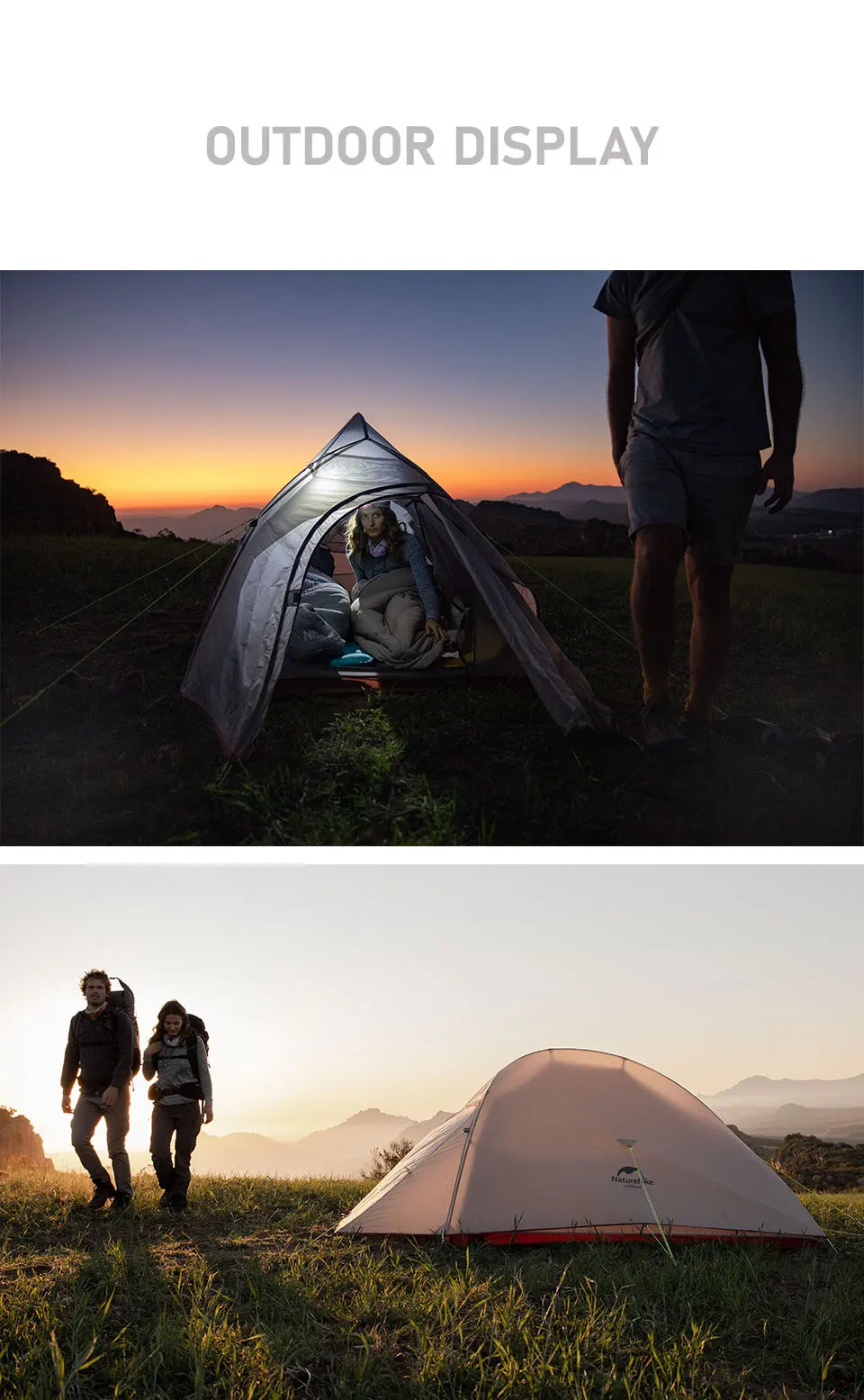 Naturehike Upgraded Cloud Up 2 Ultralight Tent Free Standing 20D Fabric Camping Tents For 2 Person With free Mat NH17T001-T