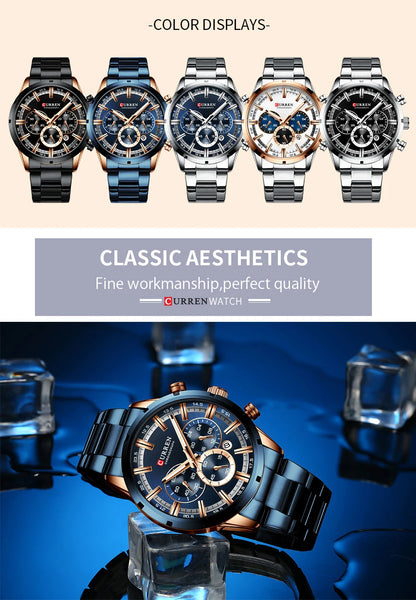 CURREN - Relogio Masculino luxurious Chronograph Wrist Watch, Quartz Clockwork And Waterproof