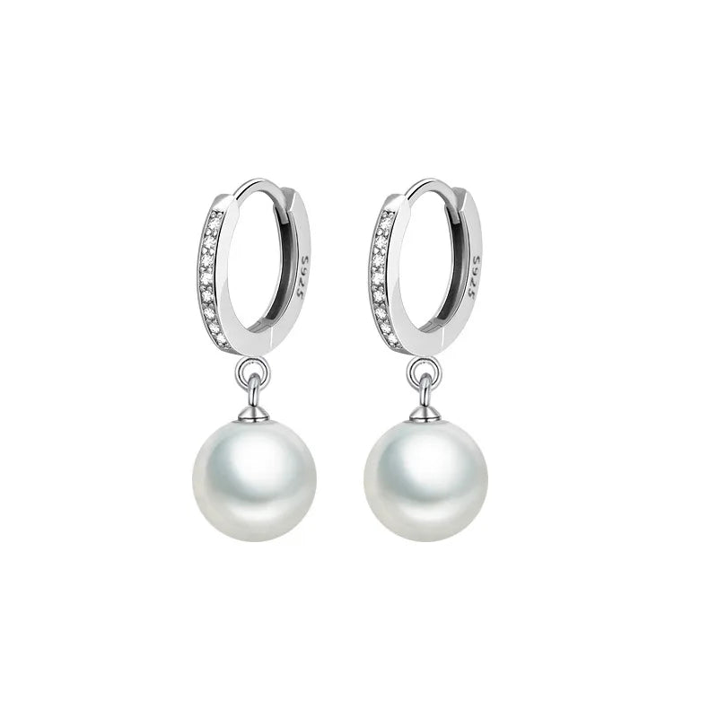 LByzHan 925 Sterling Silver Natural Freshwater Pearl Earrings