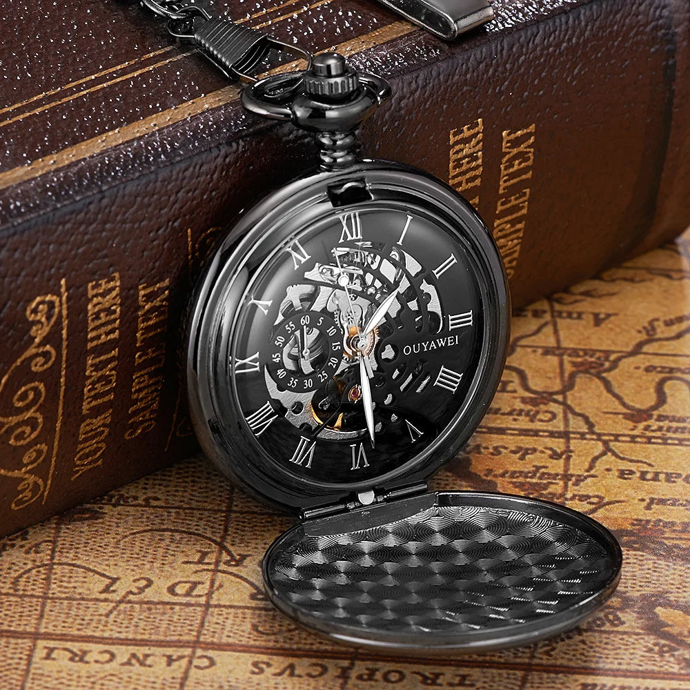 Ohsen Luxury Mechanical Hand Winding Skeleton Pocket Watch