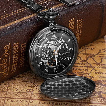 Ohsen Luxury Mechanical Hand Winding Skeleton Pocket Watch