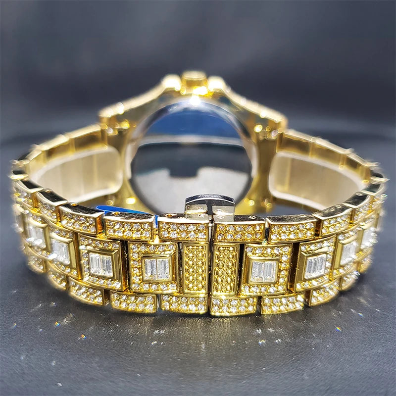 MISSFOX Luxury Gold Designer Diamond Watch - Iced Out Quartz Watch