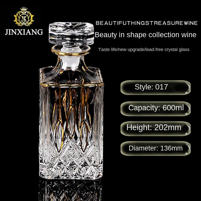 Crystal Glass Red Wine Decanter Foreign Wine jug Drawing Gold line Whisky Bottle liquor Dispenser wine jug