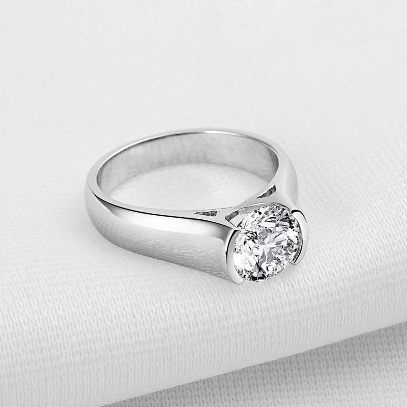 Anziw S925 Silver & 18K Gold Plated 2 Carat Moissanite Ring