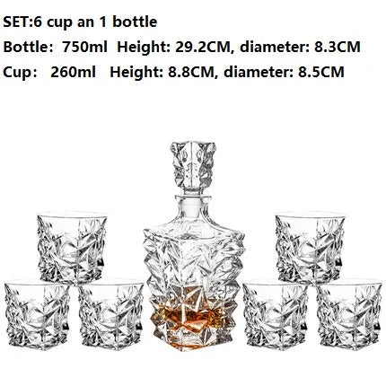 Luxurious high quality Crystal glass Decanter + 6 cups