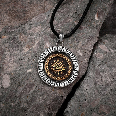 Supretu Norse Viking Rotating  Double-sided  Compass Pendant With  Stainless Steel Necklaces