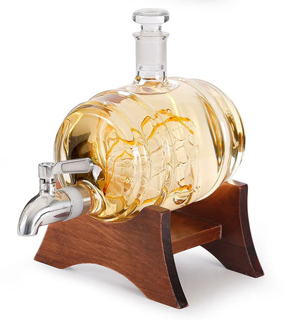 Luxurious Barrel Shape Glass Decanter 1000ml Capacity