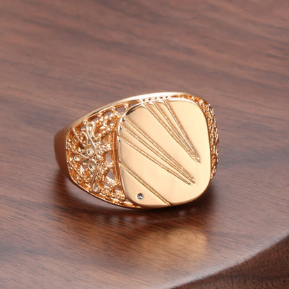 SYOUJYO Copper+ 585 Rose Gold Colour Glossy Signet Ring