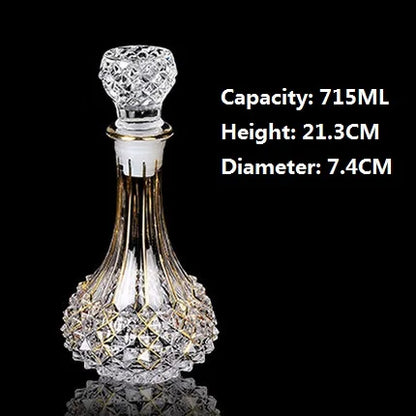 Crystal Glass Red Wine Decanter Foreign Wine jug Drawing Gold line Whisky Bottle liquor Dispenser wine jug