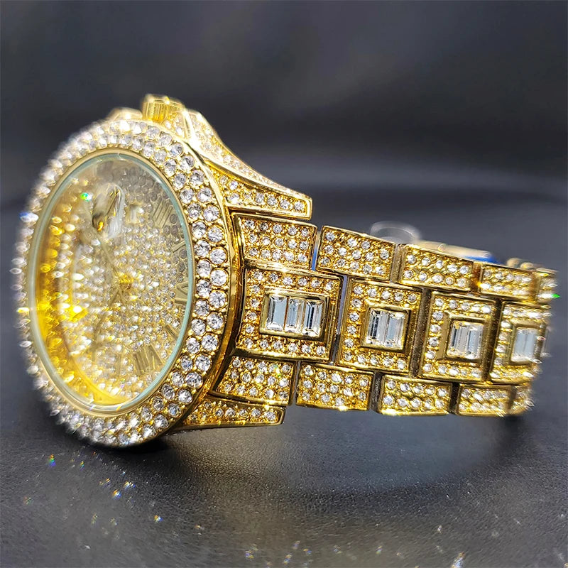 MISSFOX Luxury Gold Designer Diamond Watch - Iced Out Quartz Watch