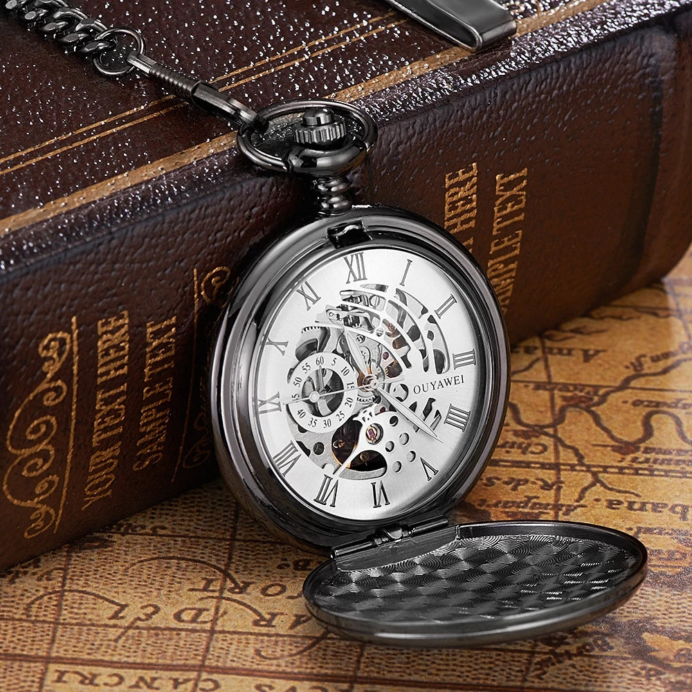 Ohsen Luxury Mechanical Hand Winding Skeleton Pocket Watch