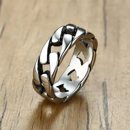 MPrainbow 7MM Gold, Silver & Black Stainless Steel Rings