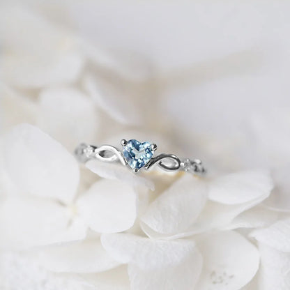 Huitan Simple Heart With Zircon Stone Ring