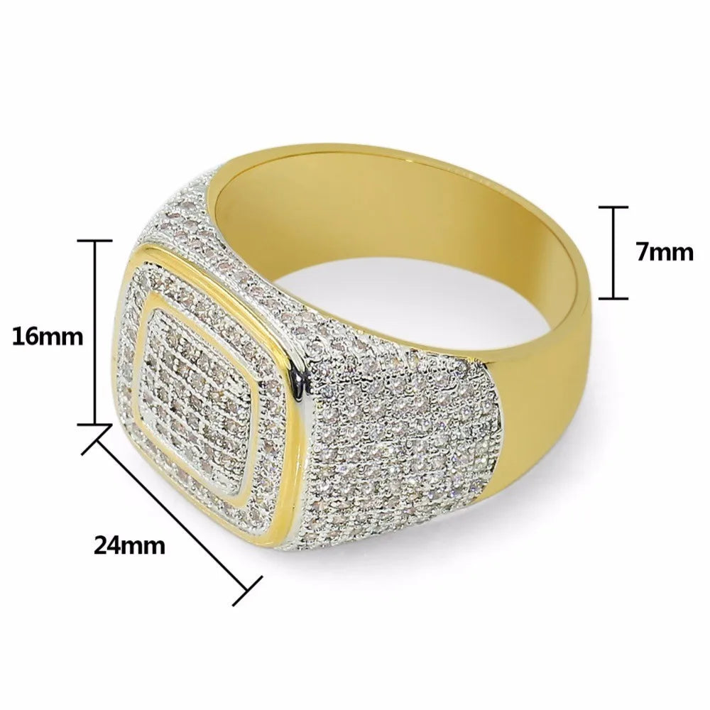 Fancy Iced Out  Micro Paved Stones S925 Sterling silver & Gold colour Rings