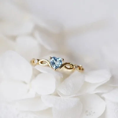 Huitan Simple Heart With Zircon Stone Ring