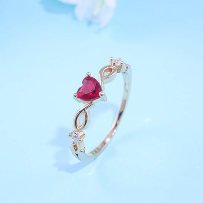 Huitan Simple Heart With Zircon Stone Ring