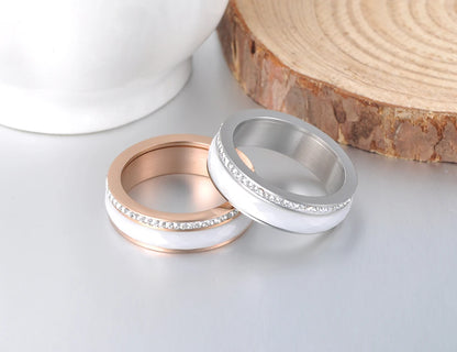 Lokaer classic 6mm Stainless Steel Ceramics Rings in Gold, Silver, Rose Mixed Colours