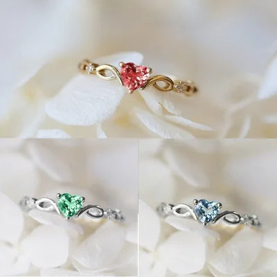 Huitan Simple Heart With Zircon Stone Ring