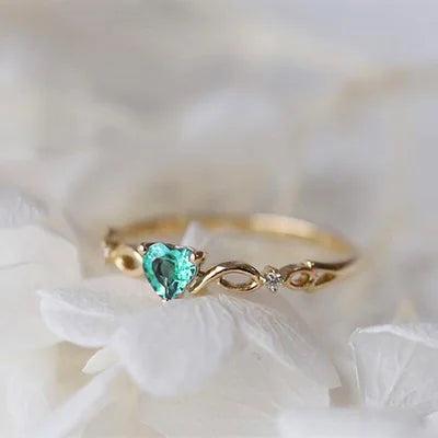 Huitan Simple Heart With Zircon Stone Ring