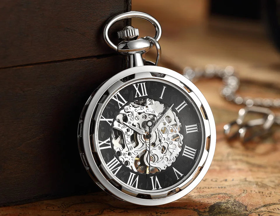 Gorben Luxurious Vintage Mechanical Skeleton Pocket Watches In Gold, Silver, Black & Mixed Colours