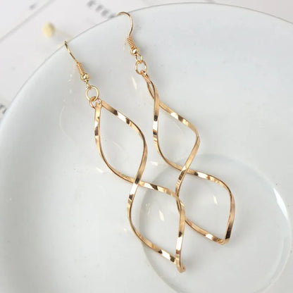 Guangtuo Simple Spiral Drop Earrings In Gold & Silver Colour