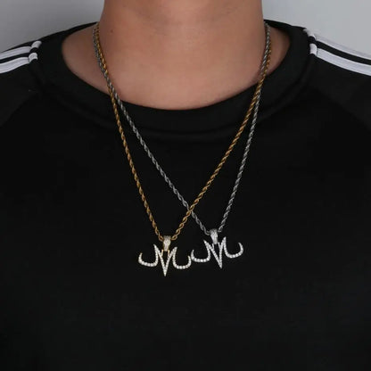 TOPGRILLZ Iced Out Majin Pendant Necklace White And Gold Finish