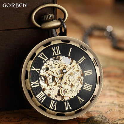 Gorben Luxurious Vintage Mechanical Skeleton Pocket Watches In Gold, Silver, Black & Mixed Colours