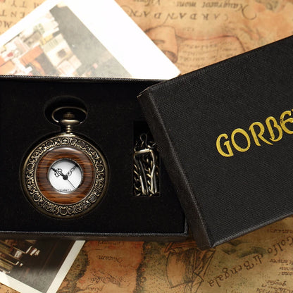 Gorben Solid Wood Mechanical Pocket Watch With Chain