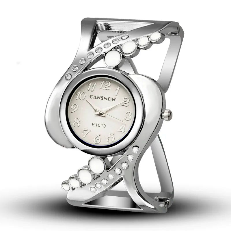 SOXY Luxury style Crystal Bangle Wristwatch With Quartz Clockwork