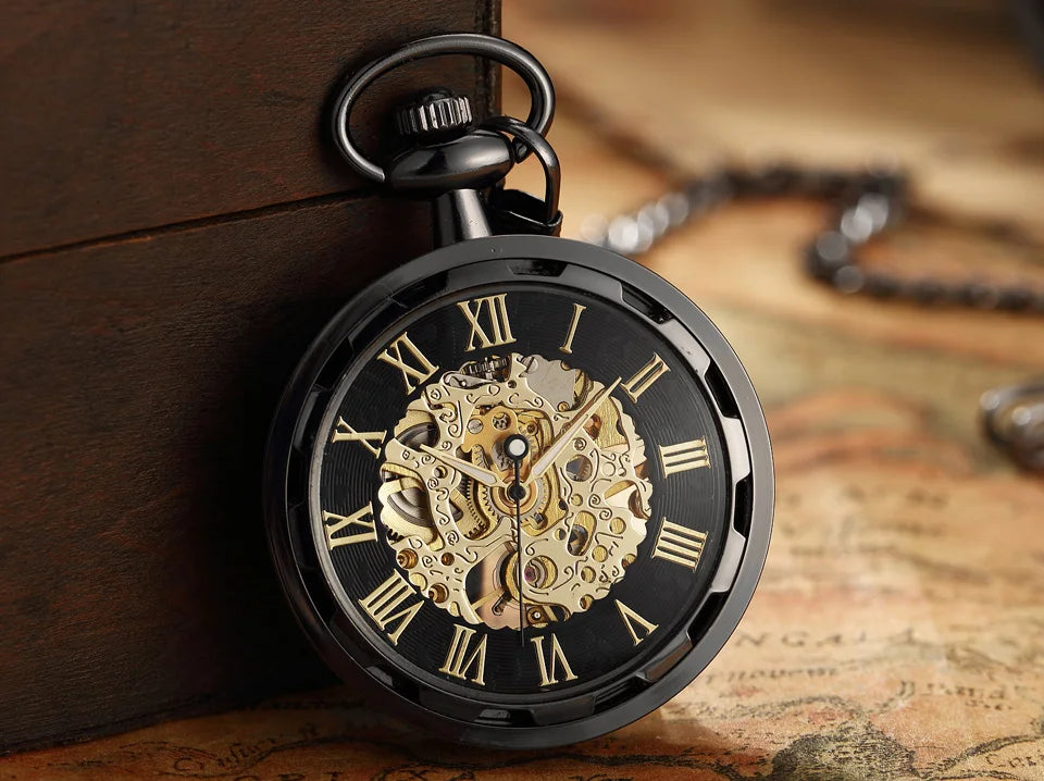 Gorben Luxurious Vintage Mechanical Skeleton Pocket Watches In Gold, Silver, Black & Mixed Colours