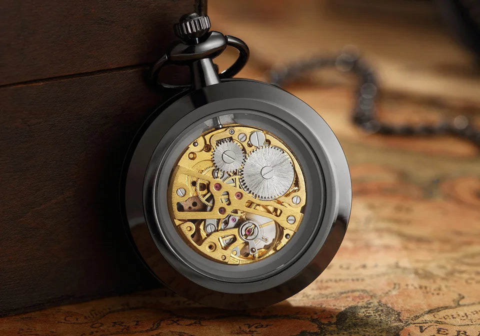 Gorben Luxurious Vintage Mechanical Skeleton Pocket Watches In Gold, Silver, Black & Mixed Colours