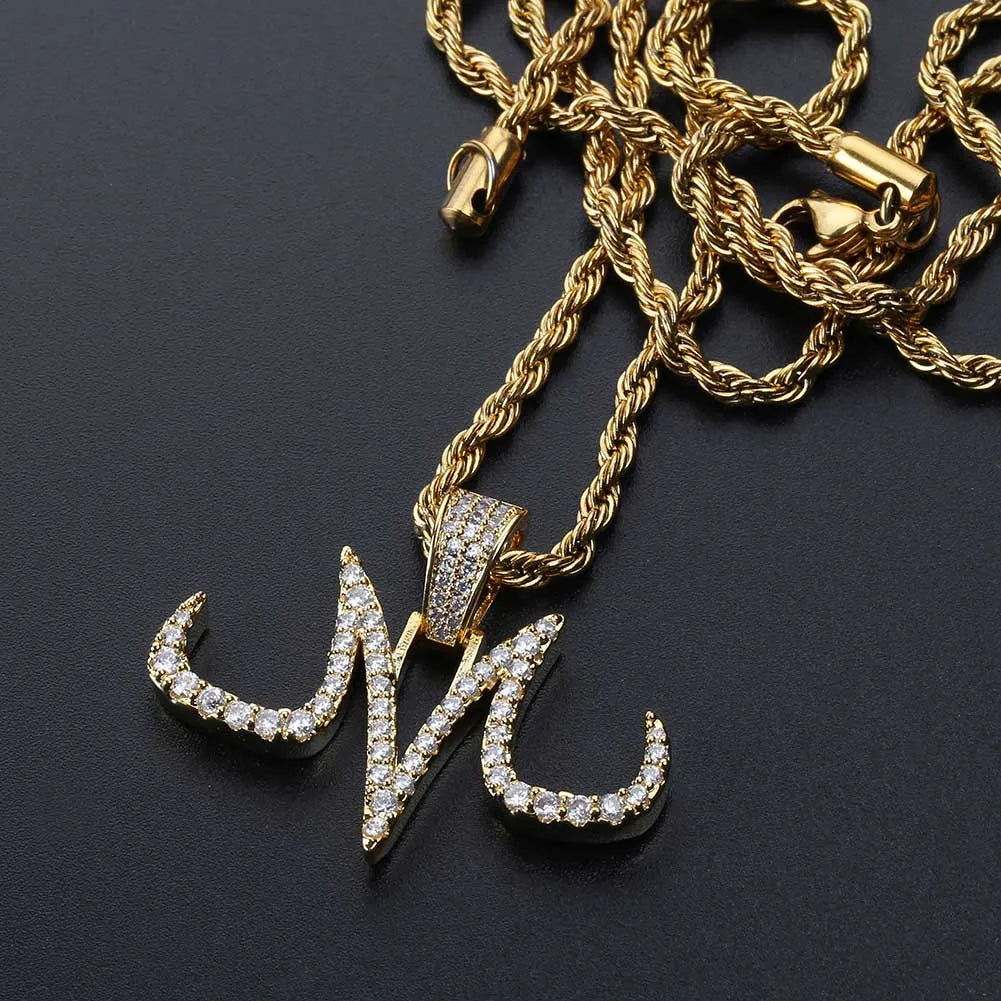 TOPGRILLZ Iced Out Majin Pendant Necklace White And Gold Finish