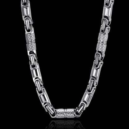 Qiaonitu 6mm Heavy 18K Gold Color Stainless Steel Byzantine Chain Necklace