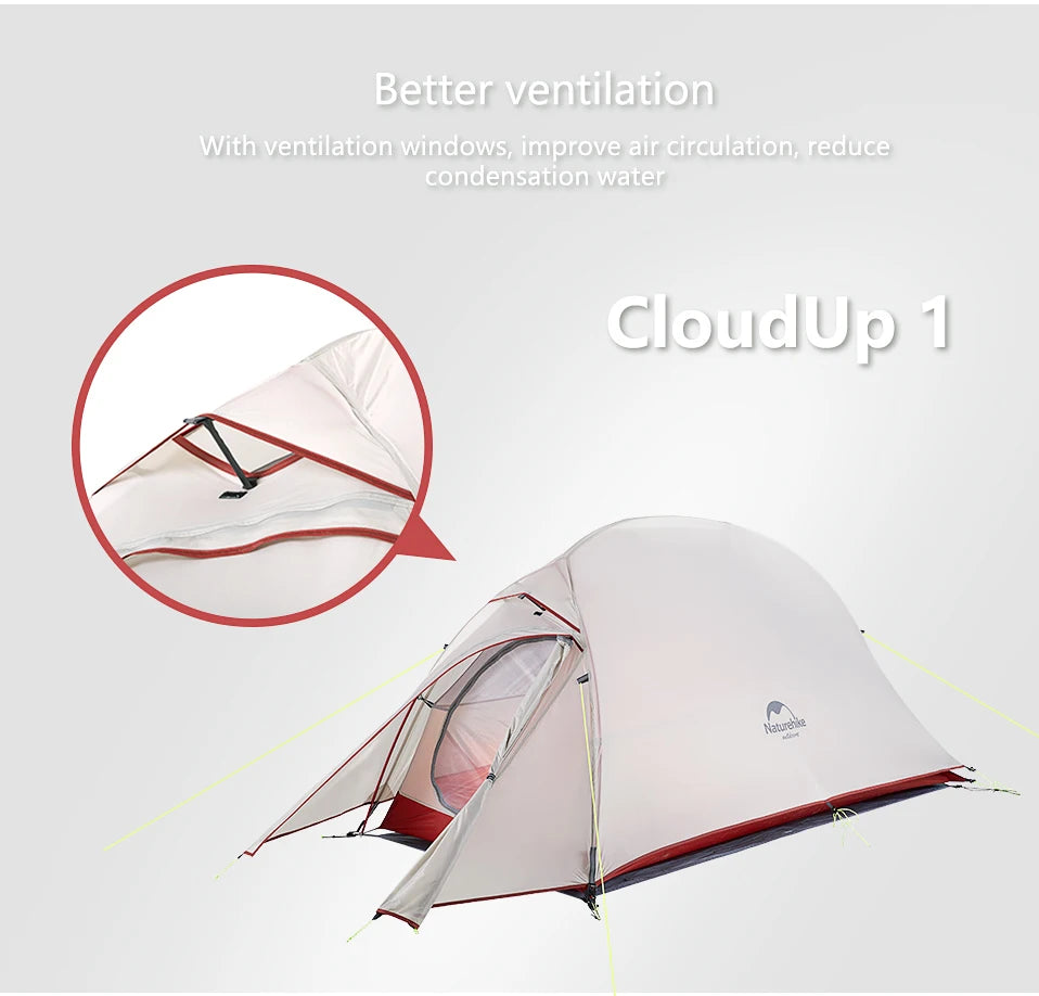 Naturehike Cloud Up 3 People Tent Ultralight 20D Waterproof Outdoor Camping Hiking Travel Tents Backpacking Cycling Sun Shelter