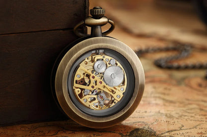 Gorben Luxurious Vintage Mechanical Skeleton Pocket Watches In Gold, Silver, Black & Mixed Colours