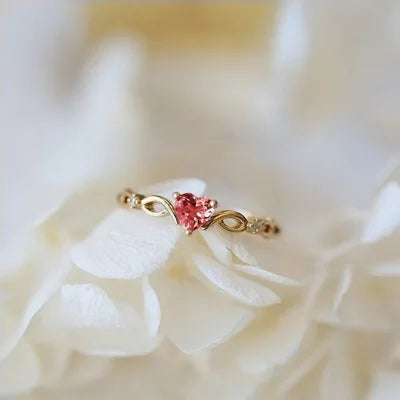 Huitan Simple Heart With Zircon Stone Ring