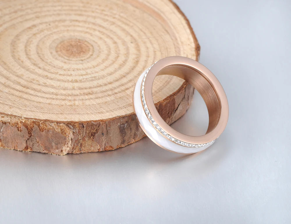 Lokaer classic 6mm Stainless Steel Ceramics Rings in Gold, Silver, Rose Mixed Colours