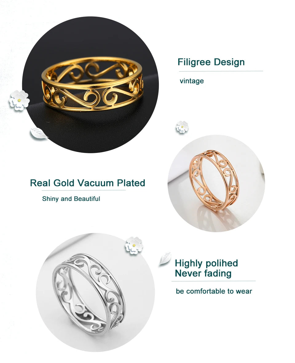 Skyrim Elegant Cutout Filigree Stainless Steel Ring