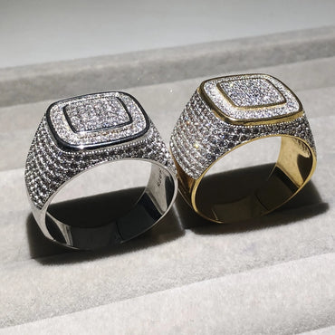 Fancy Iced Out  Micro Paved Stones S925 Sterling silver & Gold colour Rings