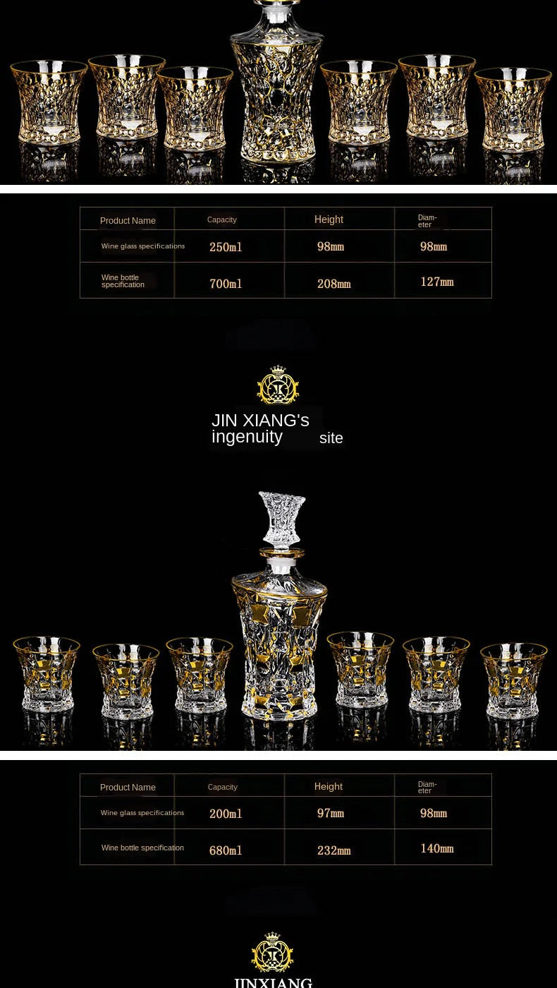 Luxurious high quality Crystal glass Decanter + 6 cups