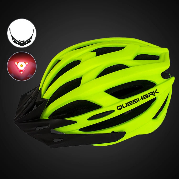 QUESHARK [Men&Women] Ultralight Cycling Helmet With Led Taillight And Sun Visor for Bike Bicycle Motorcycle Riding Safely