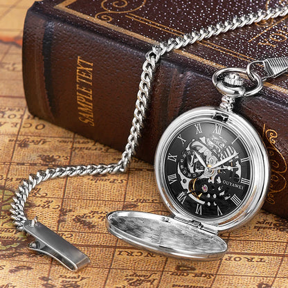 Ohsen Luxury Mechanical Hand Winding Skeleton Pocket Watch