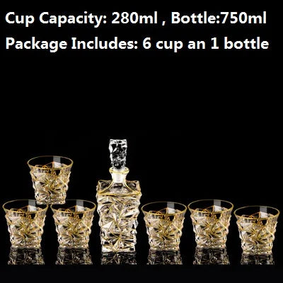 Luxurious high quality Crystal glass Decanter + 6 cups