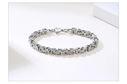 Vnox Stylish Byzantine Chain Bracelet for Men Women Boys, Waterproof Stainless Steel Link Wristband, 4/5/6/6.5/8mm Wide