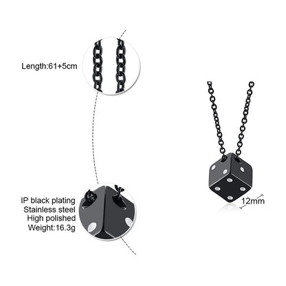 Vnox Dice Style Pendant With Stainless Steel Necklaces