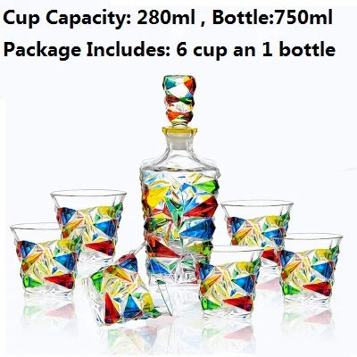 Luxurious high quality Crystal glass Decanter + 6 cups